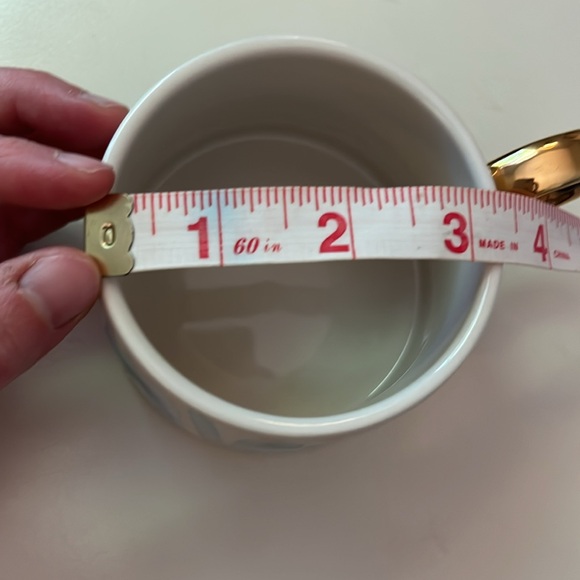 Anthropologie Blue Teal Drip Watercolor Night Sky Gold Ring Handle Mug - Picture 9 of 10